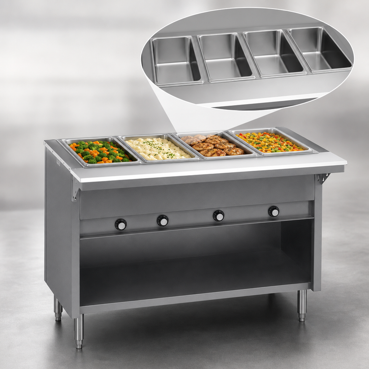 Product image #3 for Eagle Spec-Master 63-1/2 Inch Electric Hot Food Table with 4 Wet/Dry Wells, Open Base