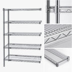 Thumbnail image #3 for Eagle Group A5-86-1824C 5-Tier Chrome-Plated Wire Shelving Add-On Unit, 24"W x 18"D x 86"H, NSF Listed