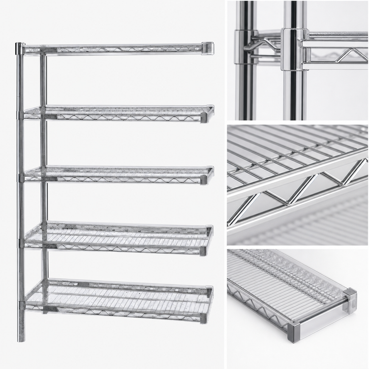 Product image #3 for Eagle Group 24"W x 18"D x 86"H 5-Tier Chrome-Plated Wire Shelving Add-On Unit