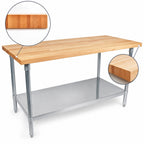 Thumbnail image #3 for John Boos TNS04A 84-Inch x 24-Inch, 2-1/4-Inch Thick Maple Wood Top Work Table with Stainless Steel Base and Adjustable Undershelf