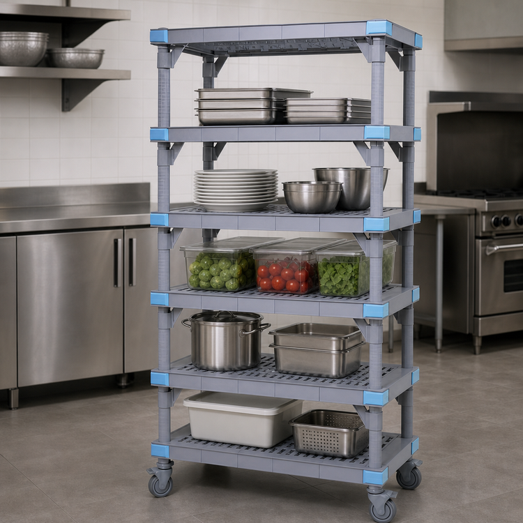 Product image #3 for Millenia Mobile 5-Shelf Gray Polymer Starter Shelving Unit, 36W x 18D x 86H