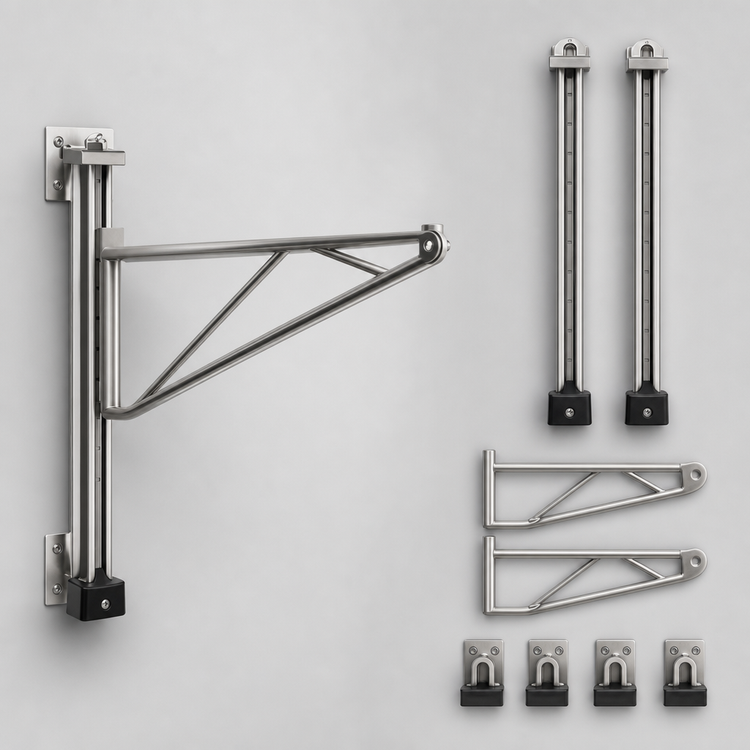 Product image #3 for Eagle Adjustable Post Wire Wall Mount Prepackaged End Unit for 24-Inch Deep Shelves, Stainless Steel