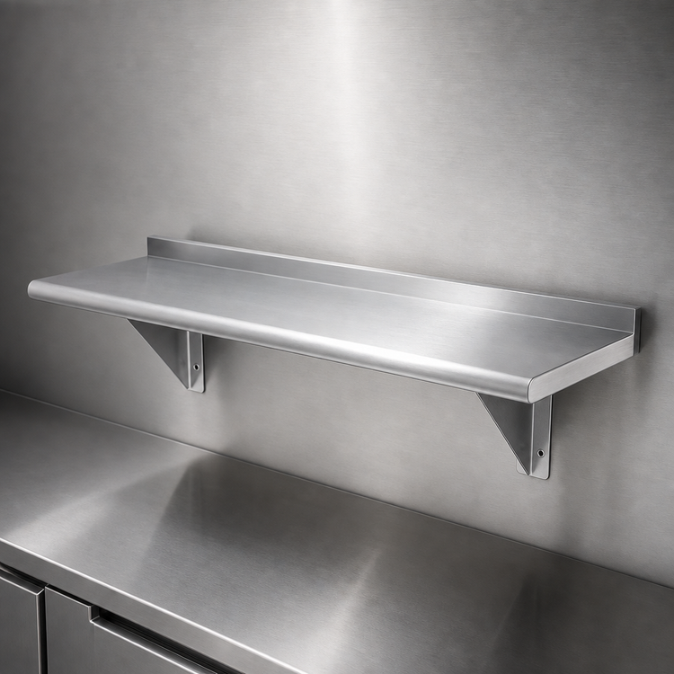 Product image #3 for Advance Tabco 84-Inch x 12-Inch Wall-Mounted Stainless Steel Shelf, 16-Gauge 304 Satin Finish