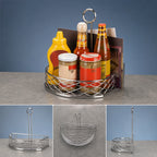 Thumbnail image #3 for American Metalcraft Birdnest SRBNC2 Semi-Round Chrome Wire Condiment Rack with Flat Back, Menu Clips and Table-Number Slot Case of 24