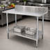 Thumbnail image #3 for Advance Tabco Special Value Series 48 Inch x 30 Inch Heavy Duty Stainless Steel Work Table with 5 Inch Backsplash and Adjustable Undershelf