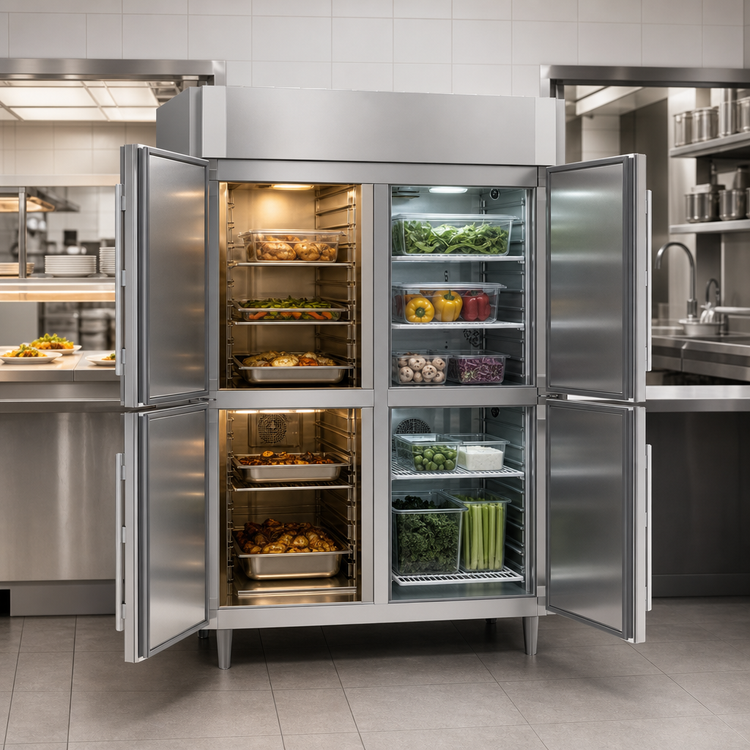 Product image #4 for Victory UltraSpec Extra Wide Pass-Thru Dual Temp Warmer/Refrigerator Cabinet, 2-Section Floor Model