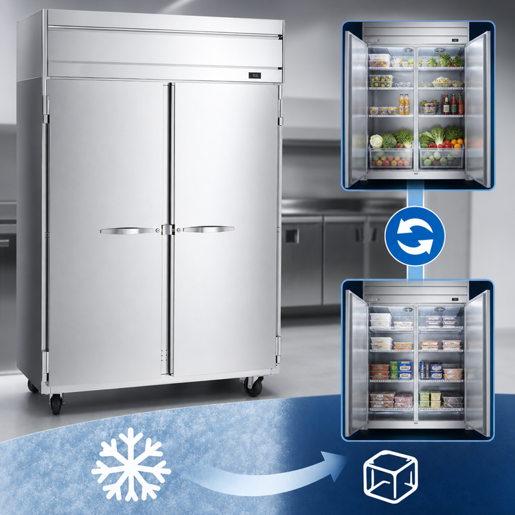 Product image #3 for Beverage-Air Cross Temp® Two-Section Top-Mount Convertible Reach-In Refrigerator/Freezer, Solid Doors, 45.2 Cu. Ft.