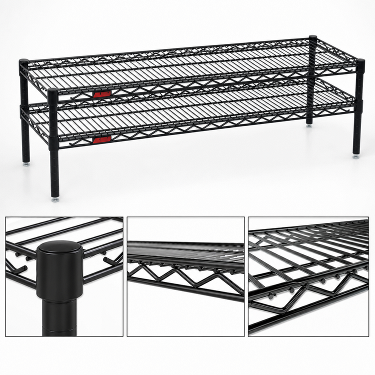 Product image #3 for Eagle QuadTruss 2-Tier Front Case Merchandise Wire Shelving Unit, 54 x 14 x 14 Inches, Black Epoxy