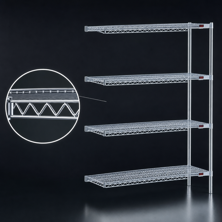 Product image #3 for Eagle Group 4-Tier Add-On Wire Shelving Unit with QuadTruss, 60 x 21 x 74 Inches, Chrome-Plated