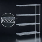 Thumbnail image #3 for Eagle Group A4-74-2160C 4-Tier Add-On Wire Shelving Unit, 60 x 21 x 74 Inches, Chrome-Plated, QuadTruss