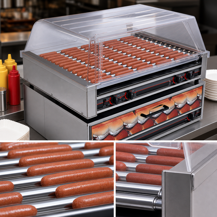 Product image #3 for Nemco Roll-A-Grill 16-Roller Electric Hot Dog Grill, 75-Hot-Dog Capacity, 220V