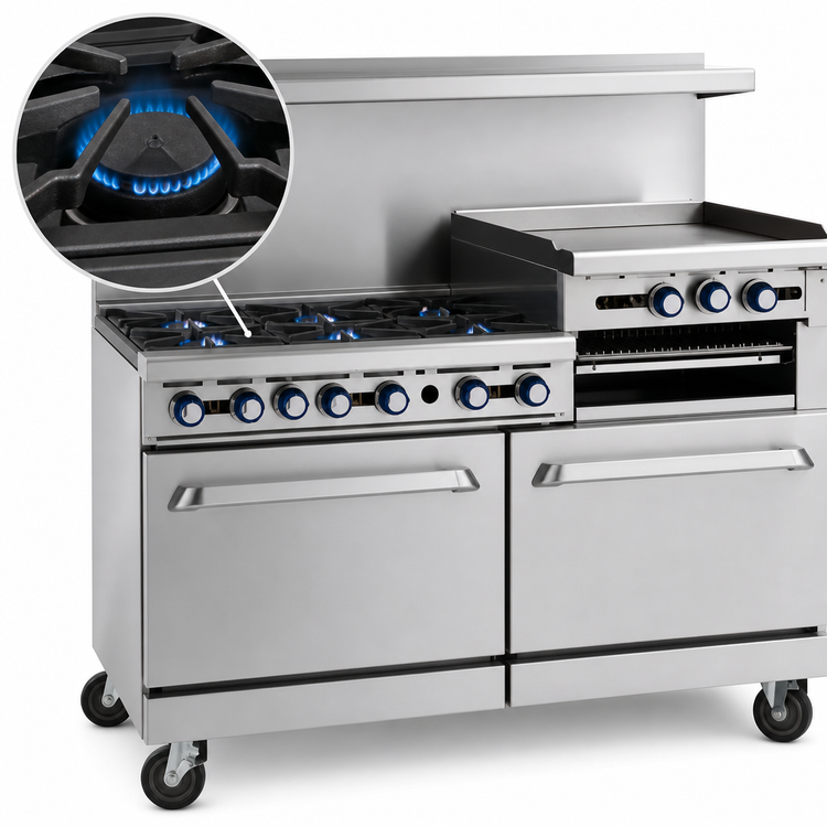 Product image #3 for Imperial Pro Series 60-Inch Commercial Gas Range with 4 Open Burners, 36-Inch Griddle, and 2 Convection Ovens