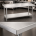 Thumbnail image #3 for Advance Tabco 108-Inch x 48-Inch 14-Gauge 304 Stainless Steel Work Table with No-Drip Countertop Edge and Adjustable Undershelf