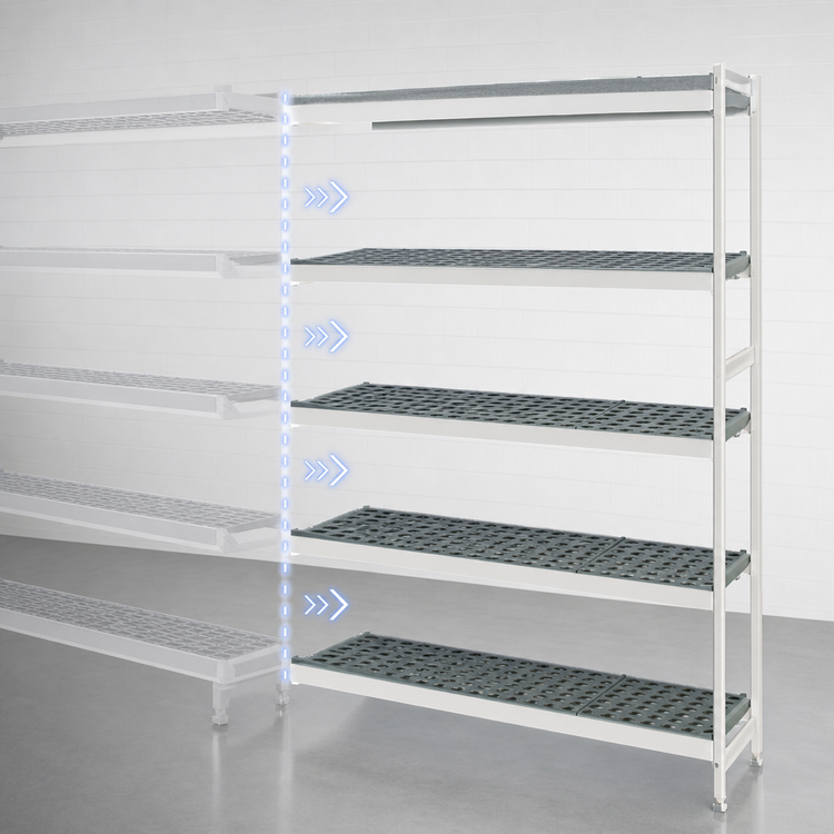 Product image #3 for Fermostock Modular 4-Tier Polymer Shelving Expansion Kit, 83"H x 42"W x 14"D