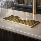 Thumbnail image #3 for Micro Matic USA DP-920SSPVD Surface-Mount Stainless Steel Draft Beer Drip Tray Trough with PVD Brass Screen, No Drain