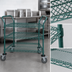 Thumbnail image #3 for Quantum 3-Shelf Wire Utility Cart, 36 x 21 x 37.5 Inches, Green Epoxy Antimicrobial Finish