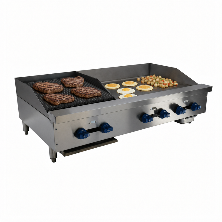 Product image #3 for Comstock-Castle 48-Inch Countertop Gas Char-Broiler/Griddle Combination with 30-Inch Griddle Plate
