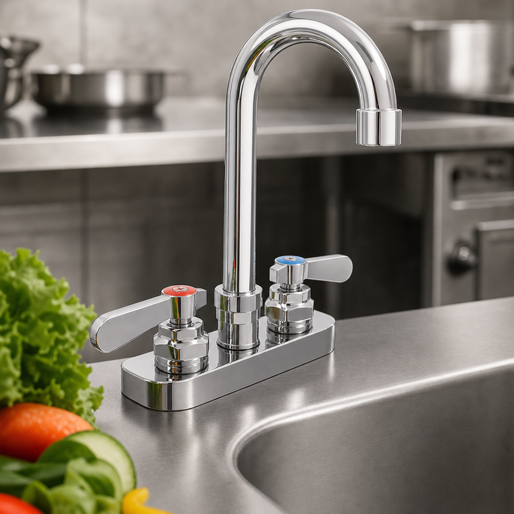Product image #3 for John Boos Heavy Duty Low-Lead Splash Mount Gooseneck Faucet, 8.5-Inch Spout, 4-Inch Centers