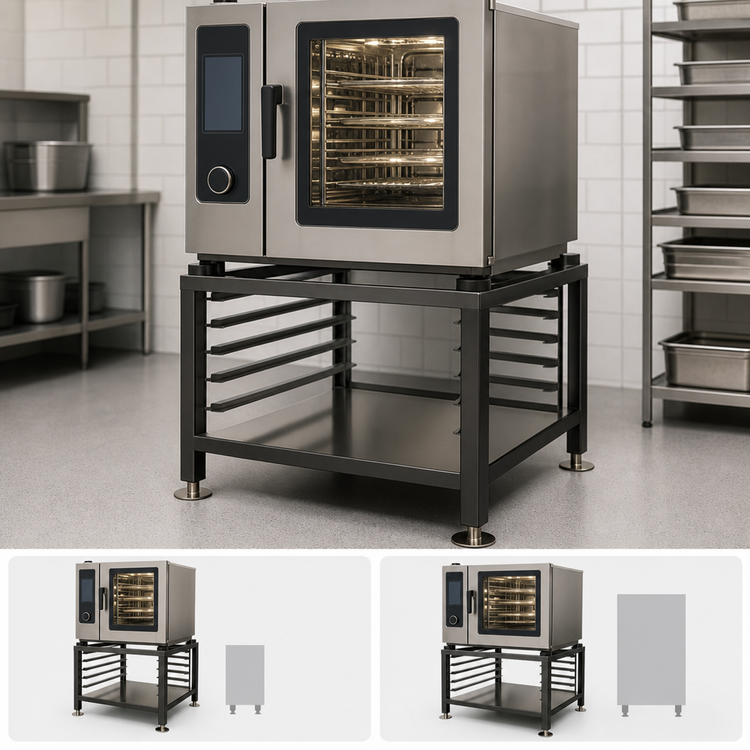 Product image #2 for Alto-Shaam Small Seismic-Foot Equipment Stand with Shelf Slides for 6-10 & 10-10 Combi Ovens