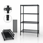 Thumbnail image #3 for Quantum WR74-3048BK Wire Shelving Starter Unit, Stationary, 48"W x 30"D x 74"H, 4 Shelves, Black Epoxy Antimicrobial Finish