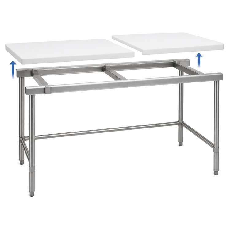 Product image #3 for Eagle Group 84-Inch x 30-Inch Poly Top Cutting Table with Stainless Steel Tubular Base