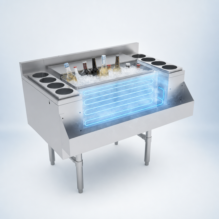 Product image #3 for Slim-Line 36-Inch Casino Jockey Box Ice Bin/Cocktail Unit with 7-Circuit Cold Plate