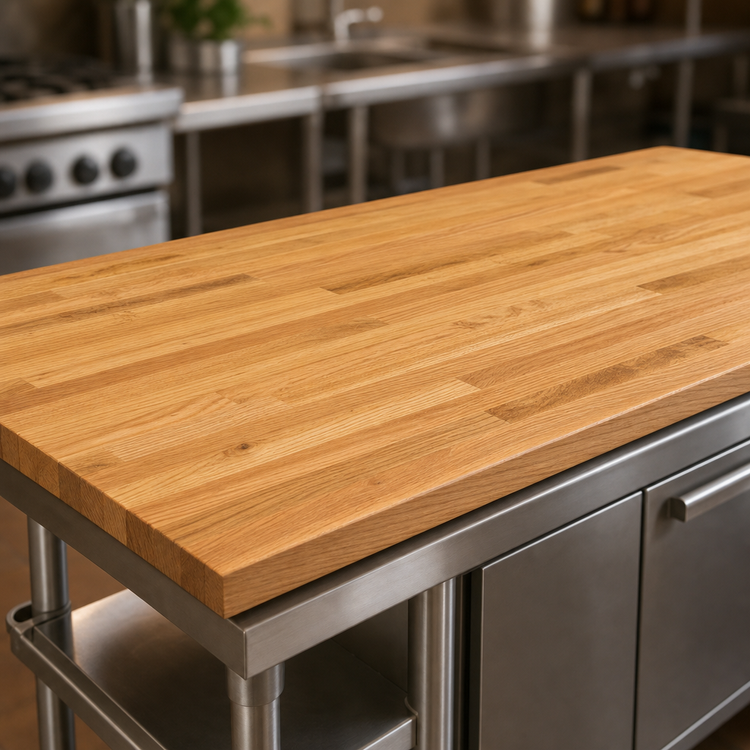 Product image #3 for Appalachian Red Oak Kitchen Countertop, Blended Rails, Edge Grain, 84 x 25 x 1-1/2 Inch, Varnique Finish