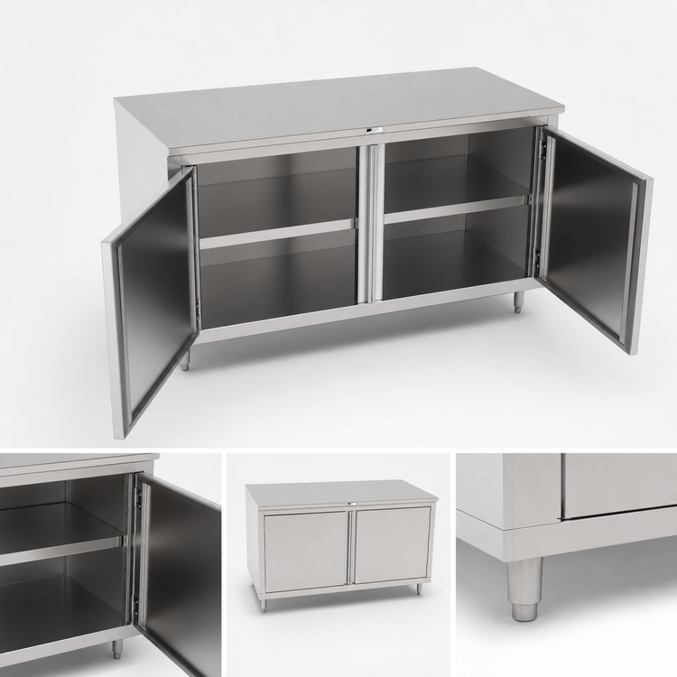 Product image #3 for John Boos 84-Inch x 24-Inch Stainless Steel Enclosed Work Table with Cabinet Base and Hinged Doors