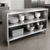 Thumbnail image #4 for John Boos Open Front Stainless Steel Dish Cabinet with Mid-Shelf and Stallion Safety Edge, 48W x 18D x 35H