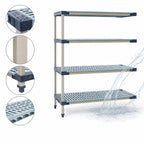Thumbnail image #3 for Metro MetroMax 4 MF-184874G-A-4 All-Polymer Add-On Shelving Unit, 48W x 18D x 74H, Open Grid, 2,000 lb Capacity