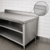 Thumbnail image #3 for Advance Tabco Special Value Economy Stainless Steel Open Front Cabinet Base Work Table with Mid-Shelf and 5-Inch Backsplash, 36 x 24 Inches