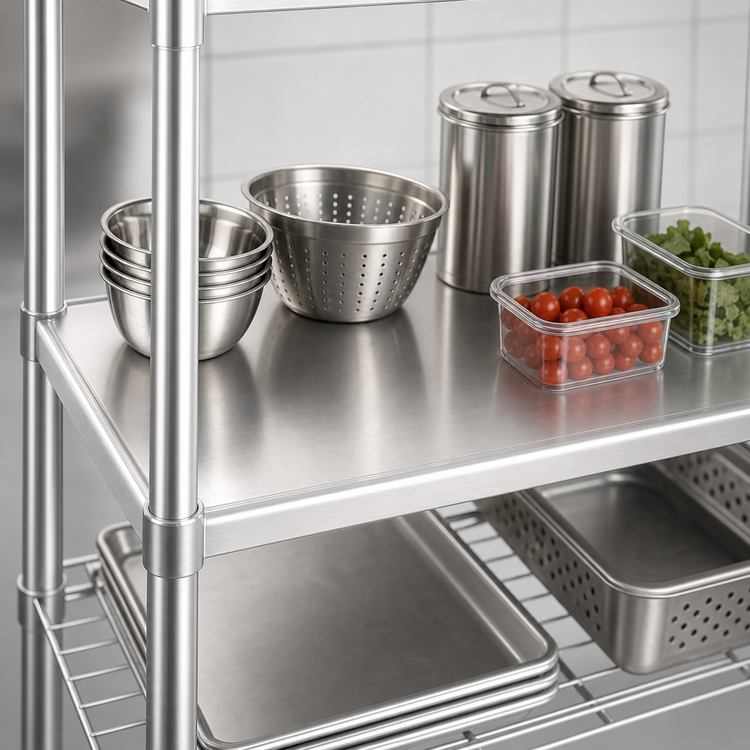 Product image #3 for New Age 18 x 36 Inch Adjustable Solid Aluminum Shelf with Marine Edge