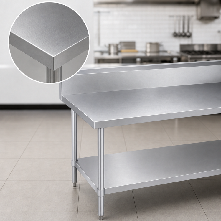 Product image #3 for Duke Commercial Stainless Steel Work Table with 10-Inch Riser and Stainless Undershelf, 48 x 30 Inches