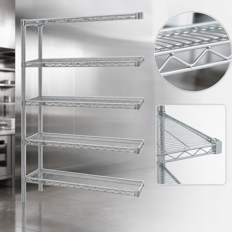 Product image #3 for EAGLEbrite 5-Tier Add-On Wire Shelving Unit with QuadTruss Shelves, 72 x 18 x 74 Inches, Zinc Finish