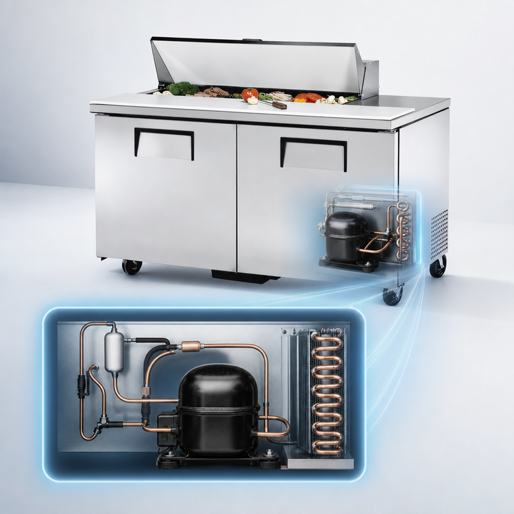 Product image #3 for True TSSU-60-12-HC 60-Inch 2-Section Sandwich/Salad Prep Table with 12 Sixth-Size Pan Capacity