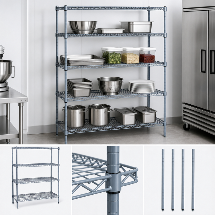 Product image #3 for Quantum 72-Inch Wide x 30-Inch Deep x 86-Inch High Wire Shelving Starter Kit, Gray Epoxy Antimicrobial Finish
