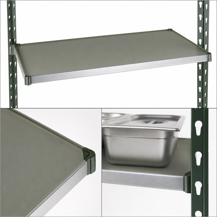 Product image #3 for Eagle Valu-Gard 36 Inch x 18 Inch Solid Commercial Shelf, Galvanized Steel, Green Epoxy Finish