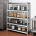Thumbnail image #3 for Fermostock 4-Tier Stationary Starter Shelving Unit with Removable Polymer Inserts, 47W x 14D x 71H