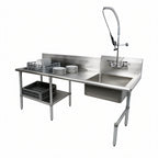 Thumbnail image #3 for BK Resources BKSDT-72-R-P-G 72-Inch Straight Soiled Dish Table, Right-to-Left, 18/304 Stainless Steel, Pre-Rinse Sink