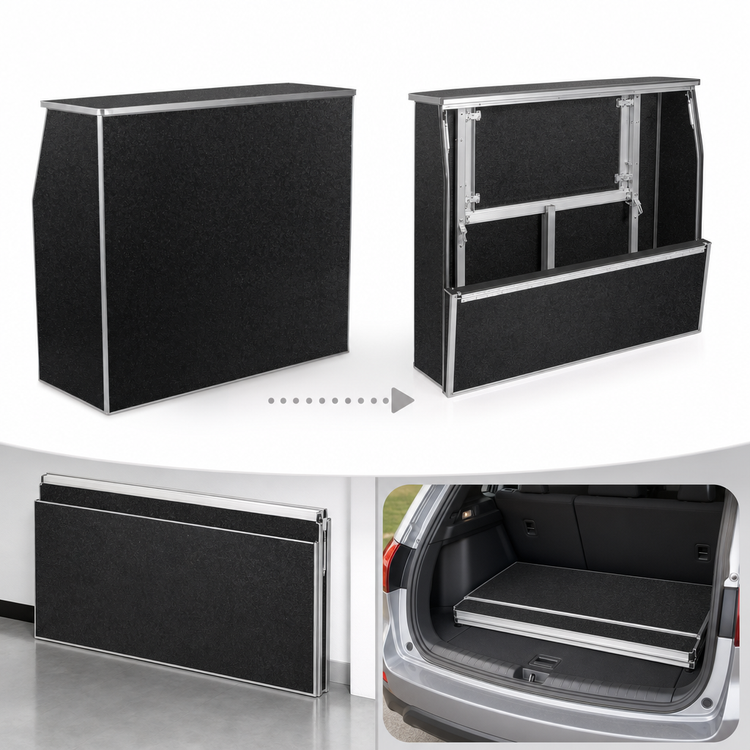 Product image #3 for 4-Foot Black Marble Laminate Foldable Portable Bar with Removable Aluminum Top