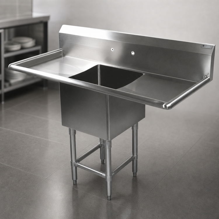 Product image #3 for John Boos Pro-Bowl 1-Compartment Sink with Left and Right 18-Inch Drainboards, 18 x 18 x 12-Inch Bowl, 16-Gauge Stainless Steel