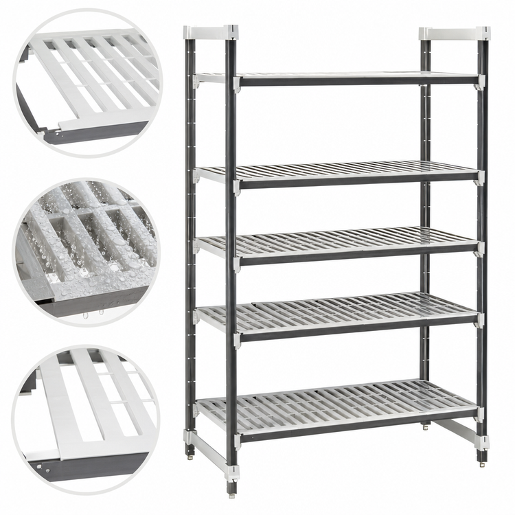Product image #3 for Cambro Camshelving Elements XTRA 24"W x 24"D x 84"H 5-Tier Stationary Starter Polymer Shelving Unit