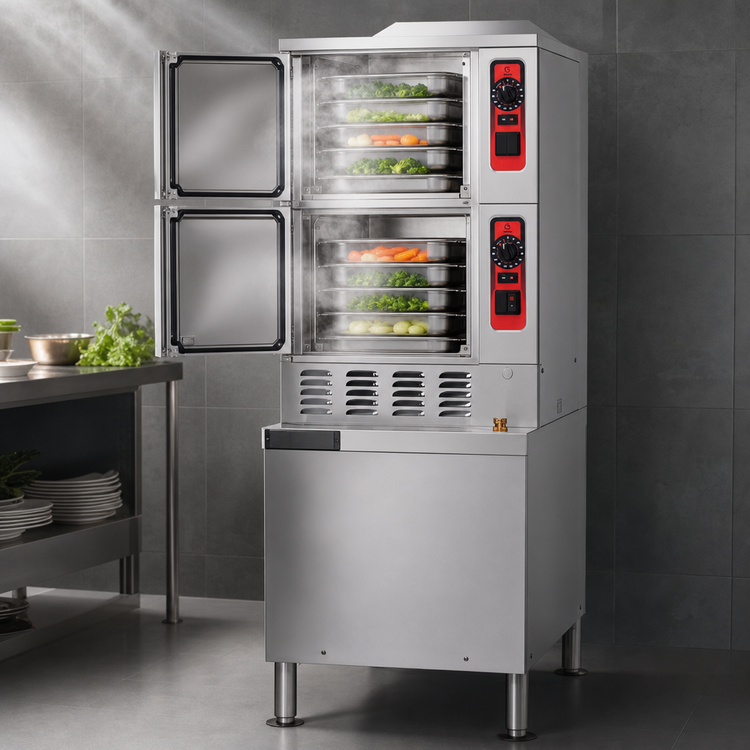 Product image #4 for Vulcan PowerSteam Gas Convection Steamer with Superheated Steam, 2 Compartments, 24-Inch Cabinet Base, 10-Pan Capacity