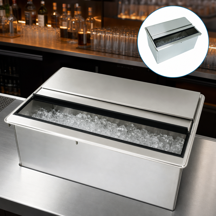Product image #3 for Advance Tabco Bar King (Supreme) D-30-IBL Drop-In Ice Bin — 62 lb Capacity, Stainless Steel, Sliding Cover