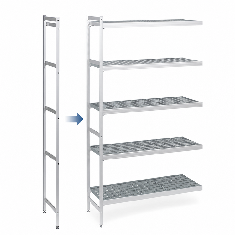 Product image #3 for Fermostock 5-Tier Polymer Shelving Unit Expansion Kit, 59W x 14D x 83H, Add-On Unit
