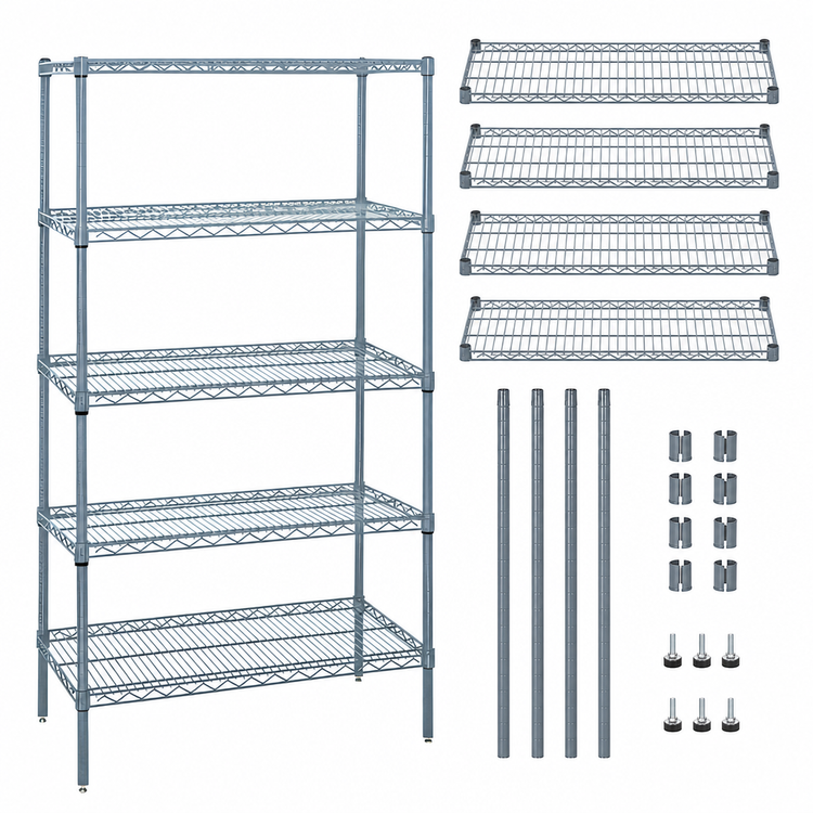 Product image #3 for Quantum 72" W x 14" D x 54" H Gray Epoxy Wire Shelving Starter Kit