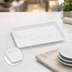 Thumbnail image #3 for American Metalcraft Naturals Rectangular Melamine Platter - White Marble Pattern, 14 x 7-1/2 Inches