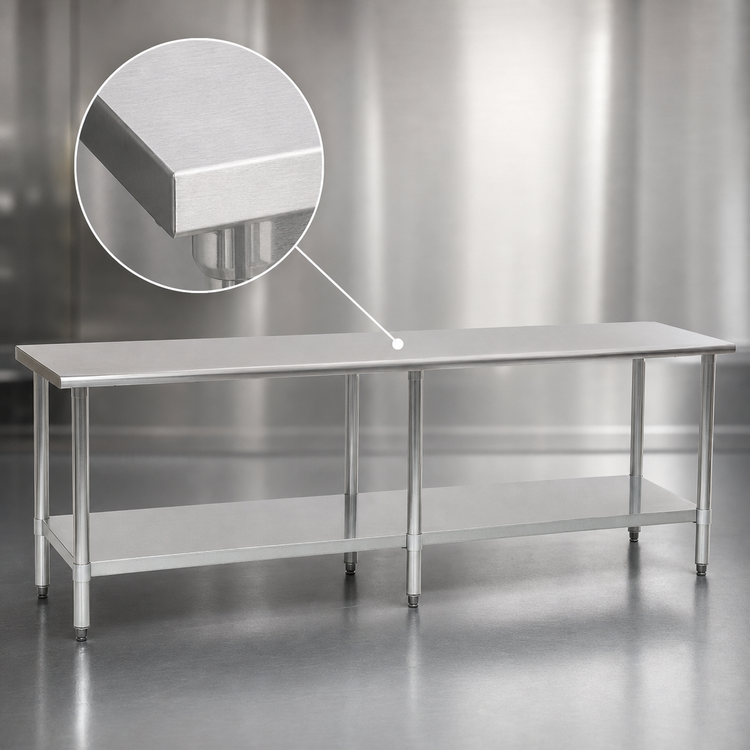 Product image #3 for Spec-Master 120 in. x 30 in. Flat Top Stainless Steel Work Table with Galvanized Base and Adjustable Undershelf