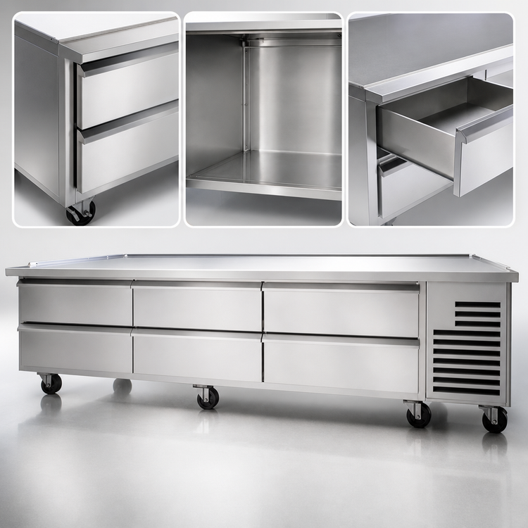 Product image #3 for Traulsen TE096HT Spec-Line 96" Refrigerated Equipment Stand with 6 Drawers