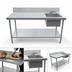 Thumbnail image #3 for 72-Inch Stainless Steel Sink Work Table with Right-Side Sink, Backsplash, and Undershelf